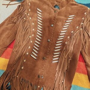 Western Brown Suede Fringe Leather Jacket